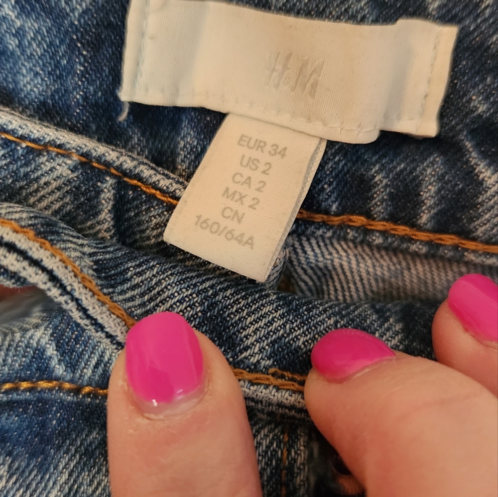 H&M Blue High Rise Denim Jeans, Size 2 - Picture 3 of 5